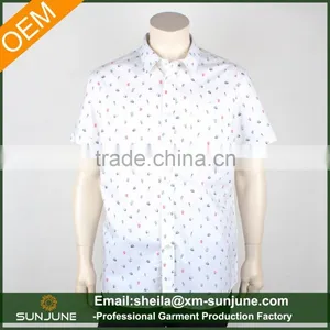 Short Sleeve White Mens Cotton Printed Shirts thumbnail-1