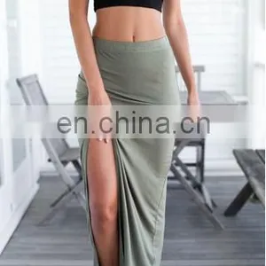 Simple Solid Color Long Fitted Maxi Skirt Wholesale thumbnail-4
