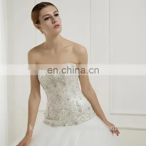 FO9047390 Sweetheart Heavy Beaded Top Lace Appliqued Long Tail Tulle Chic Bridal Wedding Dress thumbnail-3