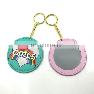 High Quality Metal Keychain With Round PU Pocket Mirror thumbnail-4