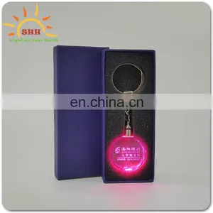 Custom Logo Gift Souvenirs Novelty Led Light up Crystal Keychain With Factory Price OEM Service thumbnail-4