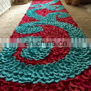 Turquoise Blue Swirls Silk Rose Petal Swirl Aisle Runner thumbnail-1