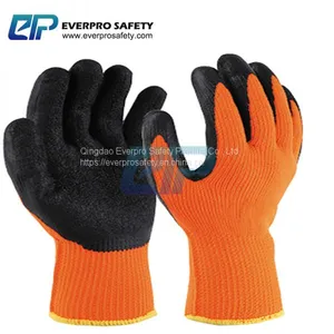 Winter Warm Keeping 7G Acrylic Loop Napping Liner Latex Crinkle Coated Thermal Work Gloves for Industrial and Construction thumbnail-3