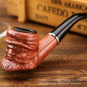 150mm Length Wooden Resin Short Tobacco Pipe With Small Old Man's Head for Smoking thumbnail-1