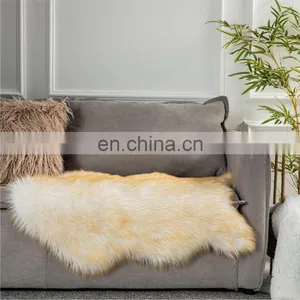Nordic Long Plush Area Rug Wholesale Faux Carpets Fur Mats Area Yellow Rug For Bedroom thumbnail-2