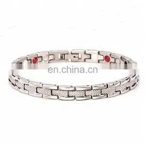 Silver and Gold Plated Stainless Steel Magnetic Bracelet Powerful Mens Magnetic Therapy Bracelet thumbnail-2