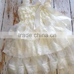 New Design Ivory Petti Lace Ruffle Dress , Baby Dress Pattern Flower Girl thumbnail-2