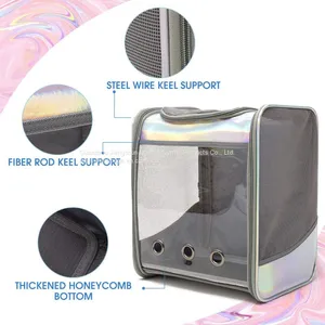 Laser Space Capsule Pvc Hands Free Pet Transport Carrier Clear Backpack thumbnail-5