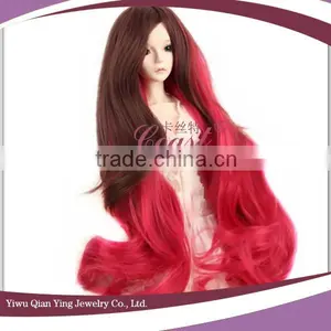 Very Beauty Long Curly Red Synthetic BJD Doll Hair Wig Wholesale Price thumbnail-3