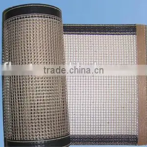 Systems 1*1/2*2/4*4/10*10 Hole Ptfe Fiberglass Conveyor Belt Brown With Bull Nose Joint High Temperature Made in China thumbnail-1