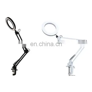 Tonghua New Round Lamp Holder LED Foldable Eye-propection Iron Reading Desk Fixed USB Port Table Light thumbnail-1
