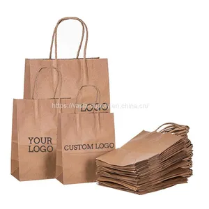 China Supplier Kraft Paper Bags Wholesale Flat Twisted or Rope Handles Wholesale thumbnail-1