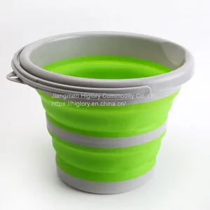 Space Saving Collapsible Bucket With Handle Round Foldable Tub Portable Folding Water Bucket thumbnail-1