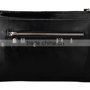 Wholesale Contrast Color Genuine Cowhide Leather Lady Designer Clutch Bag With Wristlet Shoulder Bag Hand Bag Messager Bag thumbnail-6