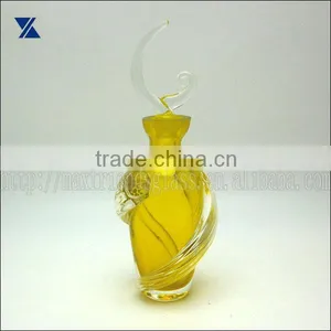 Mouth Blown Yellow With Clear Swirl Deco Glass Perfume Bottle thumbnail-1