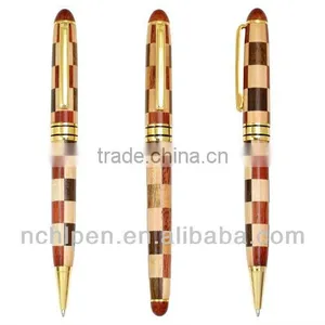 2014 High-End Customized Check Pattern Wooden Pen Set (Roller Pen & Ballpoint Pen) thumbnail-1