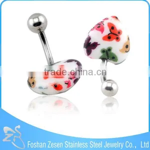 Fancy Lady Girl Resin Heart Shape Belly Ring Barbells Piercing thumbnail-4
