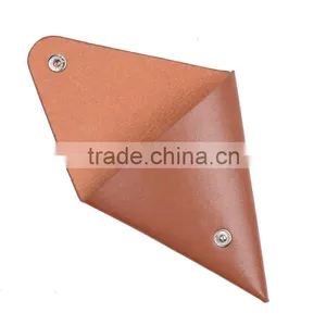 Brown Mini Leather Coin Purse Wallet With Triangle Shape for Laldies thumbnail-4