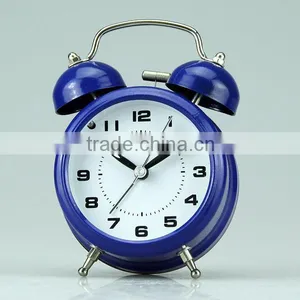 Simple Design Mini Classic Bright Blue Metal Desktop Retro Small Alarm Clock thumbnail-2