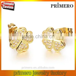 Temperament Fashion 18K Gold Plated Clover Earrings Findings Wholesale thumbnail-1