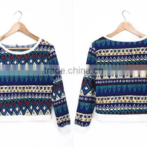 New Lady Women's Rainbow Printed O-Neck Long Sleeves Tops Blouses thumbnail-6