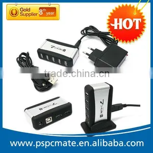 7 Port High-Speed USB 2.0 Hub Powered + AC Adapter Free for Laptop PC thumbnail-1