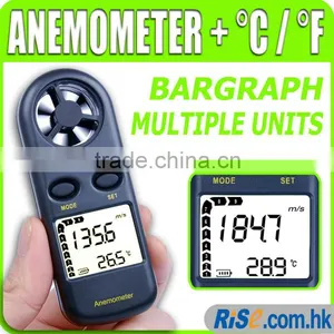 Thermometer Velocity Flow Meter Bar Graph C / F Air Wind Speed Anemometer thumbnail-1