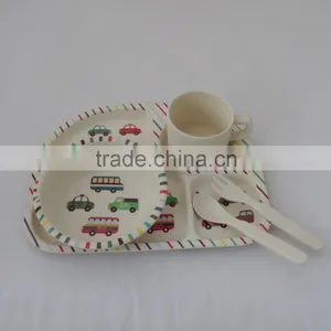 Eco-friendly Bamboo Fiber Kids Tableware Set-Car Design thumbnail-3
