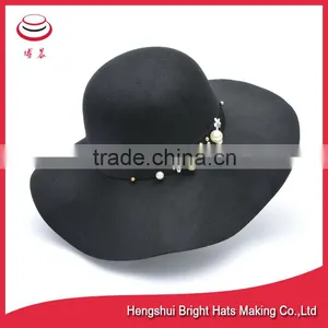 Beige Color Soft Wool Felt Floppy Hats No Glue thumbnail-4