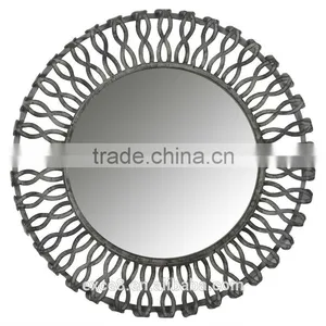 French Antique Handmade Decorative Round Metal Wall Mirror Frame thumbnail-1