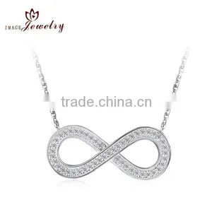High Quallity Valentine's Day Fashion Gold Plated Cubic Zirconia 925 Sterling Silver Infinity Necklace thumbnail-1