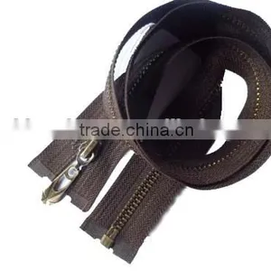 5# Metal Aluminum Zipper Plated Bronze Teeth Zipper Open End Zipper With Fancy Slider Coate Zipper thumbnail-1