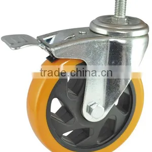 5inch Threaded Stem Furniture Pvc Caster Wheel,yellow Plastic Wheel thumbnail-1