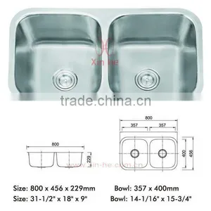 Double Bowl Sink Stainless Steel Undermount D59 thumbnail-1