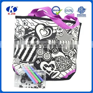 Cheap Nylon Foldable Handle Tote Coloring Bags Special With a Set of Water Color for Kids thumbnail-1