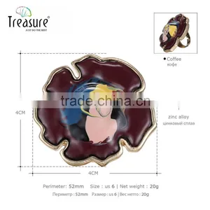 Wholesale Jewelry Mix Color Oil Painting Adjustable Fashion Ring Jewelry thumbnail-4