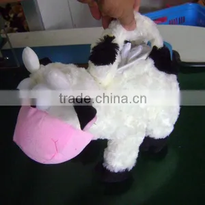 Promotional Customized Black/white Plush Dairy Cattle Animal Shape Handbag for Children thumbnail-1