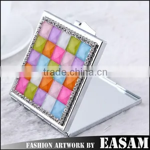 Rainbow Color Rhinestone Double Side Square Cosmetic Mirror,makeup Double Sided Square Mirror thumbnail-1