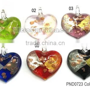 Multi-color Heart Shape Murano Glass Pendant thumbnail-1