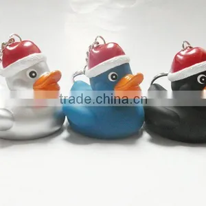 Xmas Rubber Santa Duck Keyring thumbnail-1