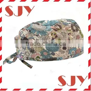 Flower Printed Women's and Men's Doctor Hat Wholesale Unisex Scrub Hat thumbnail-1