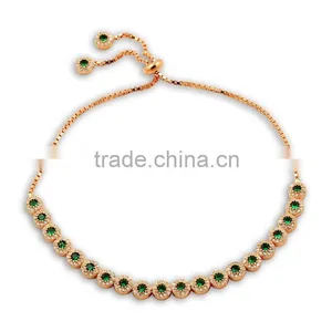 Rose Gold P. 925K Sterling Silver Green Tennis Bracelet thumbnail-1
