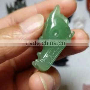 Nice Natural Green Aventurine Dragon Skull,hand Caved Crystal for Gift thumbnail-1