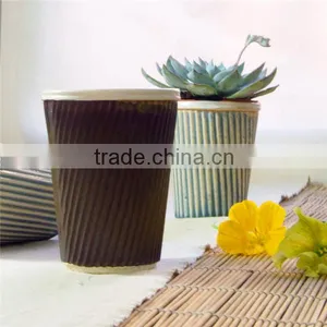 Recycled Custom Logo Printed Disposable Ripple Paper Coffee Cup From Supplier thumbnail-1