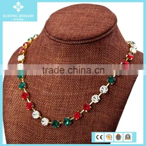 Crystal Designer Inspired Necklace/Gunmetal Austria Crystal Necklace/ Multi Crystal Statement Necklace thumbnail-2