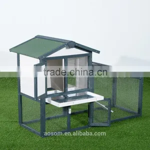 Pawhut 2-Tier Wooden Rabbit Hutch Pet House W / Run thumbnail-2