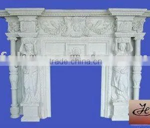 Laxury Design Statue Carved White Marble Fireplace Mantel thumbnail-1