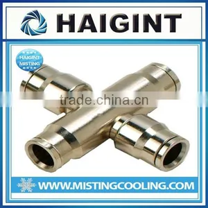 TY1730 Haigint High Pressure Copper Push-in Cross Connector Brass With Nickel Plated for Nylon Tubing and Stainless Steel Tubing thumbnail-1