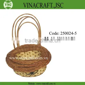 Cheap Willow Flower Baskets With Handles With Plastic Inside thumbnail-1