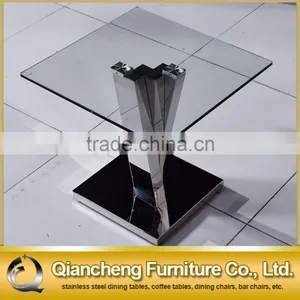 Clear Glass Side Table With Metal Leg Modern Style for Home thumbnail-1
